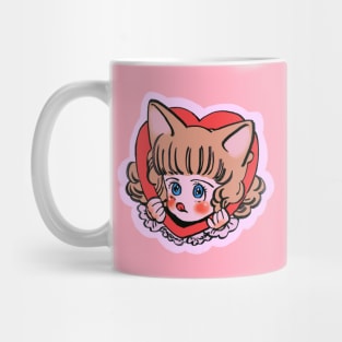 I draw pink pastel heart chibi neko / the star of cottonland Mug